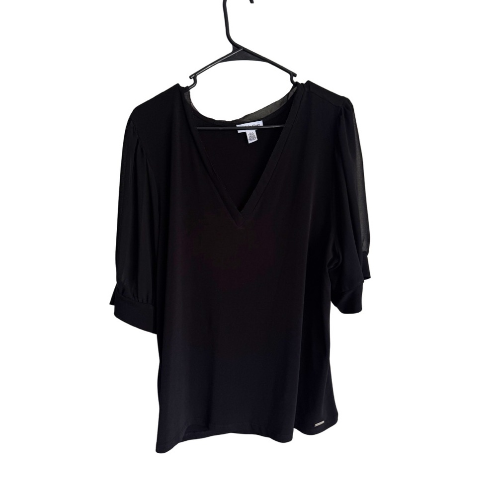 Calvin Klein Black V-Neck Blouse